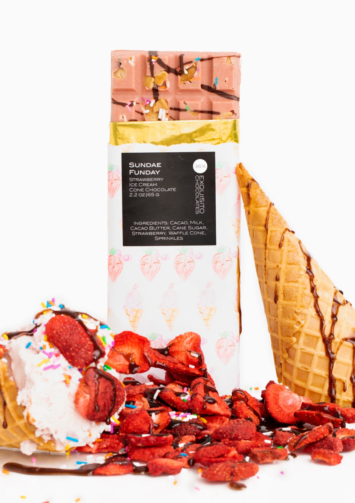 36 Sundae Funday, Strawberry Ice Cream Cone Chocolate (Limited Editio Exquisito Chocolates